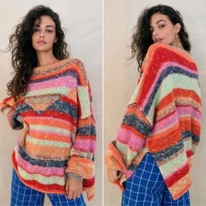 NEW Free People String Lights Pullover Be Your Own Rainbow XS